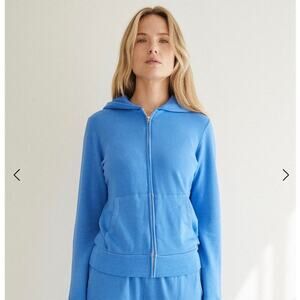 Monrow Zip Hoodie Light Blue Small NWT Made in USA